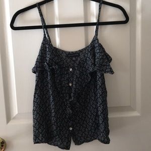 American Eagle Navy Blue and White Tank Top